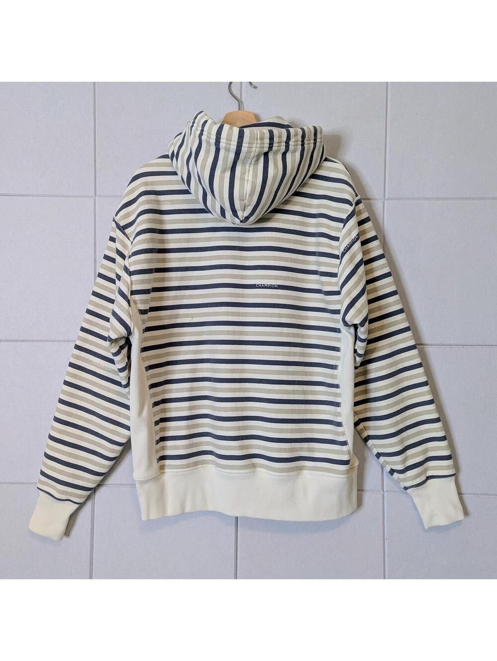 Vintage Champion reverse weave striped hoodie sweatshirt - Picture 2 of 7